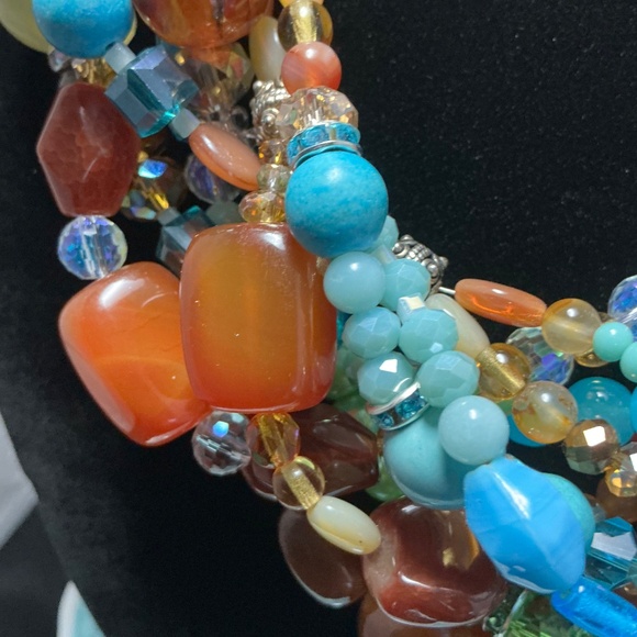 Statement Multi-Strand Gemstone Necklace – 24” Artisan made - Picture 3 of 11